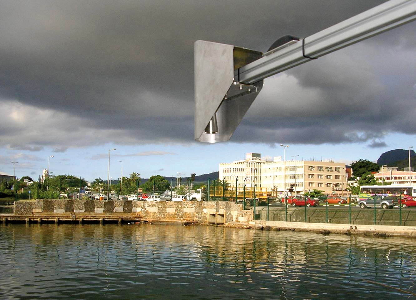 Down-looking radars to measure sea level. Port Louis, Mauritius. Photo courtesy of University of Hawaii Sea Level Center.