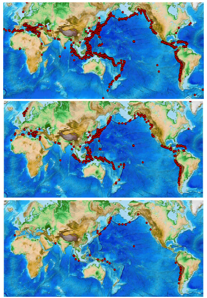 Source locations causing damage or casualties. These data are based on historical records. Source: NGDC / WDS-Geophysics.