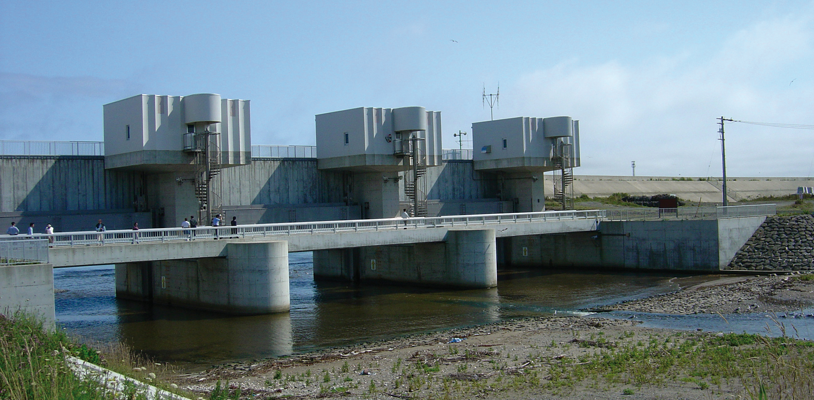 Water gate used to protect against tsunami waves on Okushiri Island, Japan.